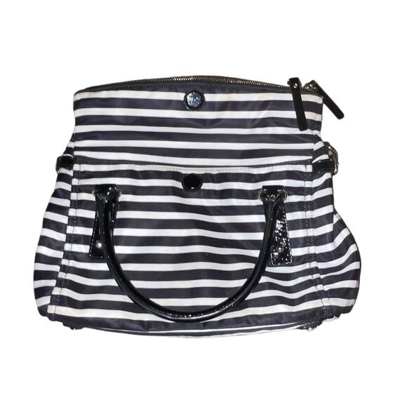 Kate Spade Black and Off-White Nylon Striped Bag - Picture 5 of 7